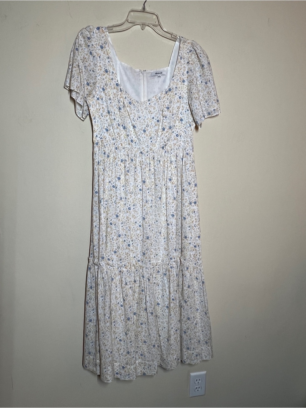 Madewell Flutter Sleeve Maxi Dress Womens 4 Cream Folkmagic Floral Tiered Boho